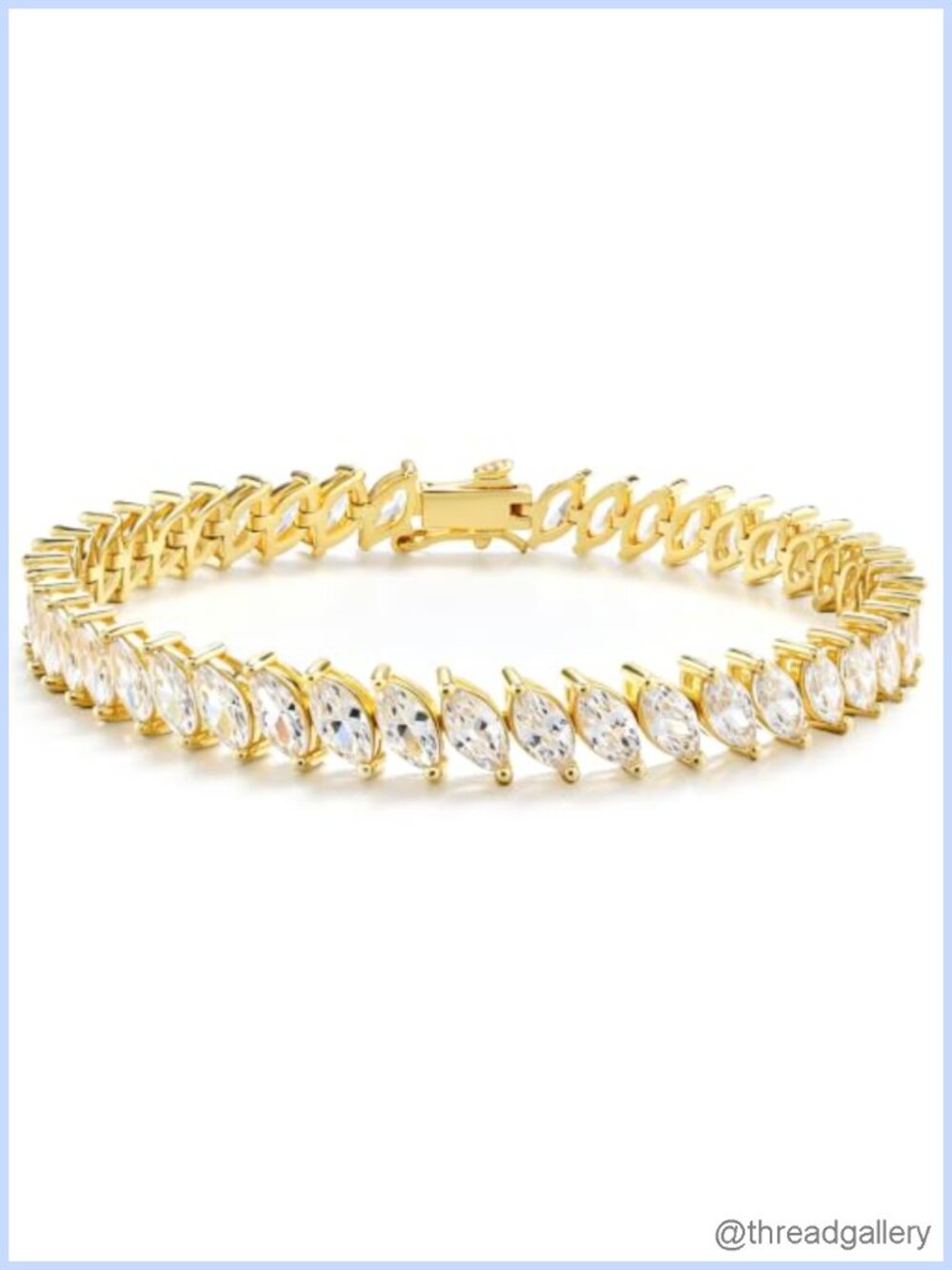 18K Gold Plated Marquise CZ Tennis Bracelet Women Bridal